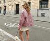 European & American Women's Floral Cotton Cardigan Jacket with Round Neck