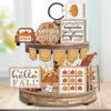 Fall Harvest Wooden Pumpkin Maple Leaf Thanksgiving Table Centerpiece Decor Set of 11 Colorful Home Party Decoration