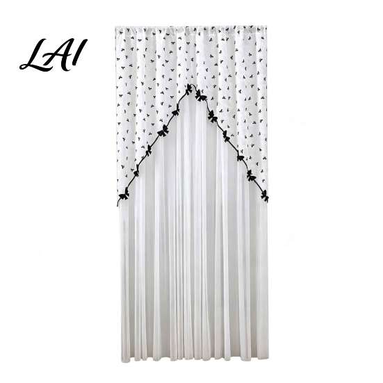 Elegant Sheer Door Hangings Floral Curtain with Beads Lace Embroidered Gauze Room Romantic Home Decor for Living Divider Rod Pocket Doorway Bedroom