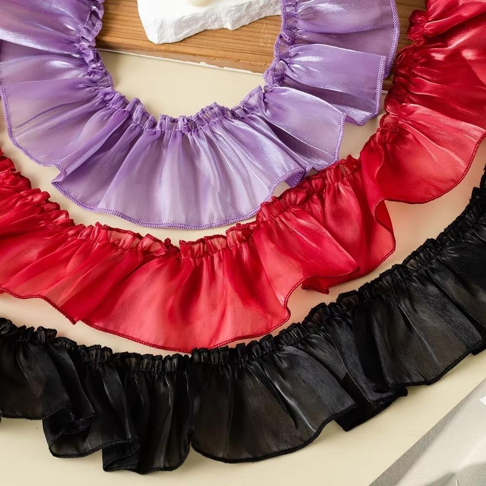 New 7cm Wide Satin Ribbon Trim Pleated Shiny Yarn Pleated Lace Trim DIY Ruffled Edge Ruffle Trim Dress Decoration