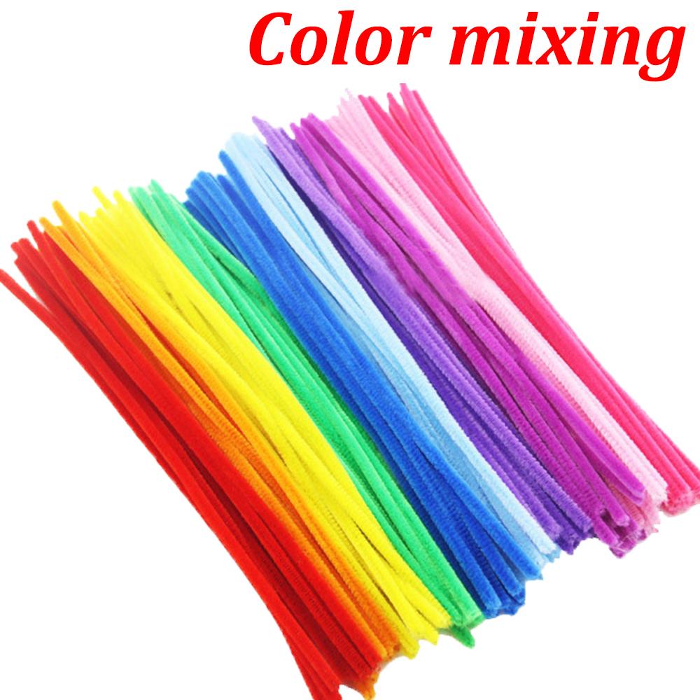 100-1500Pcs Colorful Chenille Stem Twisted Rod Diy Plush Tinsel Stem Wired Twist Stick Fluffy Bar Iron Wire Pipe Cleaners Plush