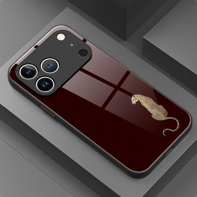 Vintage Kunst Luipaardpatroon Gehard Glas Telefoonhoesje Voor iPhone 17 16 15 14 13 12 11 Pro Max 17 Air 7 8 Plus XR XS X Cover