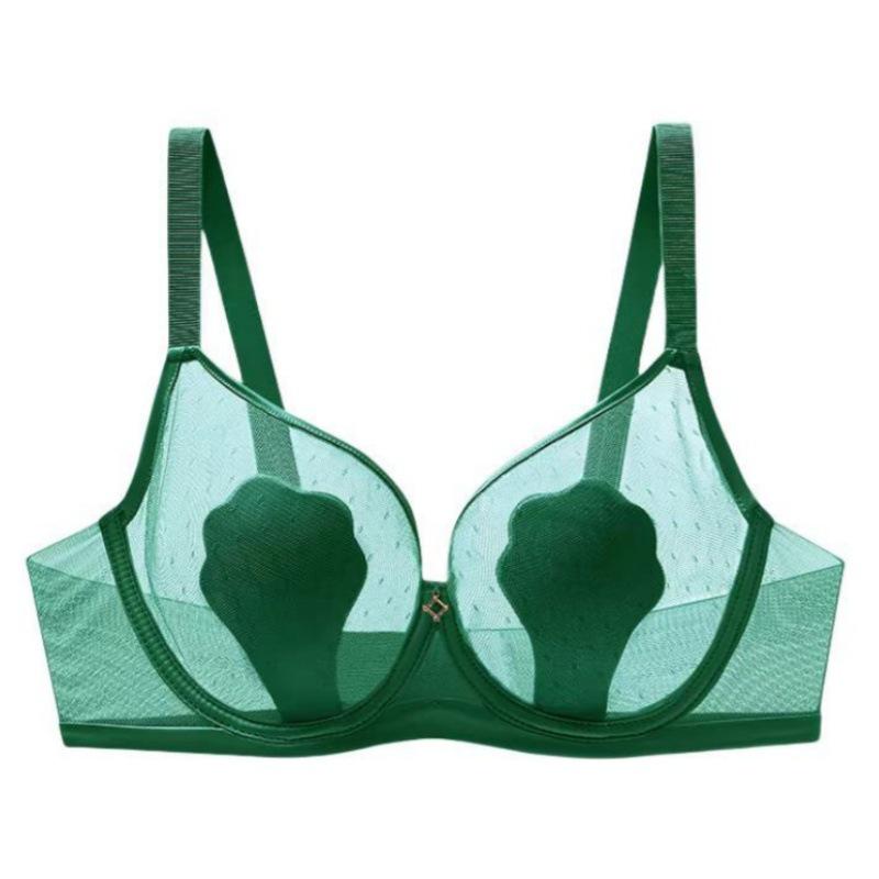 Women's Sexy Mesh Breathable Underwear: Super Thin, Rabbit Ear Design, Anti-Protrusion, Soft Underwire Bra for a Smaller Chest Look.