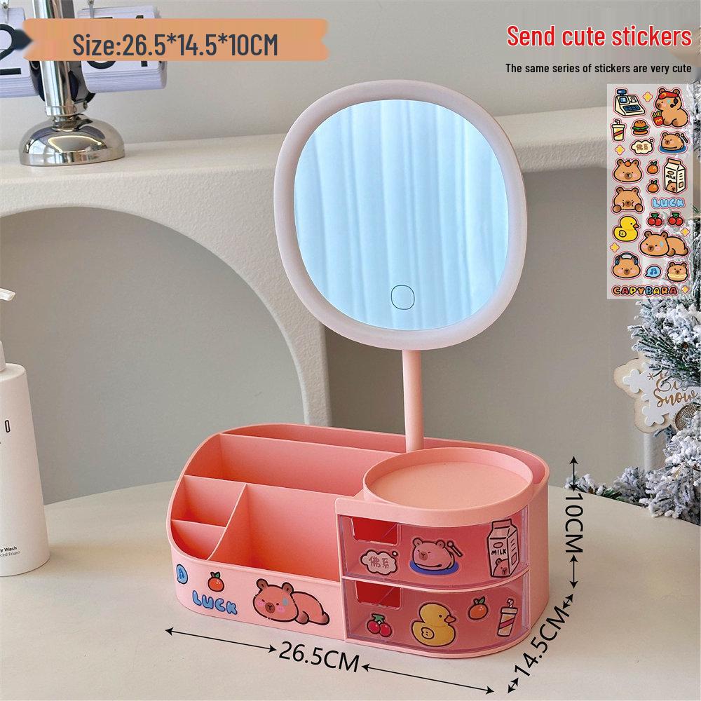Multifunctional Makeup Organizer with Mirror and Skincare Storage