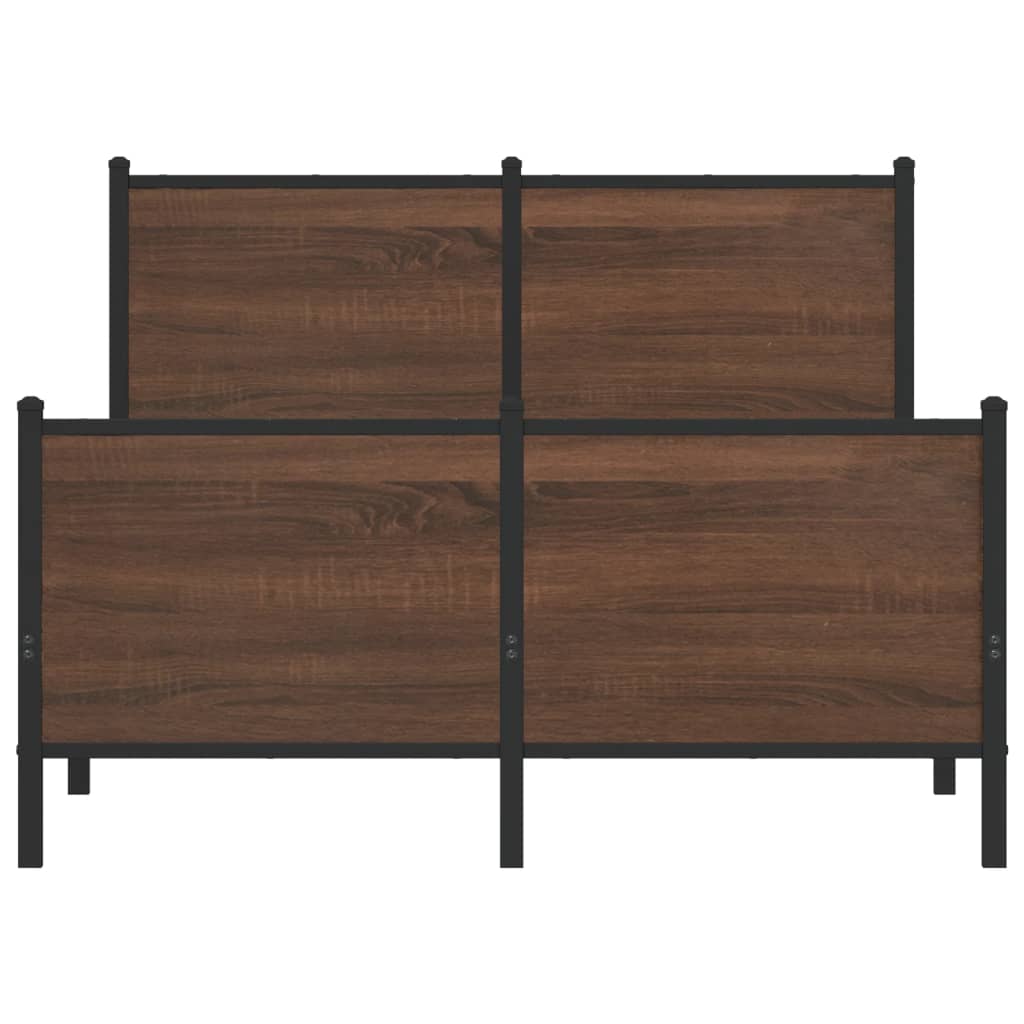 Metal Bed Frame Without Mattress Brown Oak Effect 120 X 190 Cm