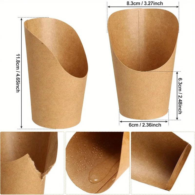 100pcs/50pcs Disposable Egg Cub Cup Slant Mouth Fried Chicken Cup Kraft Paper Chicken Rice Flower Ice Cream Egg Cub Paper Cup