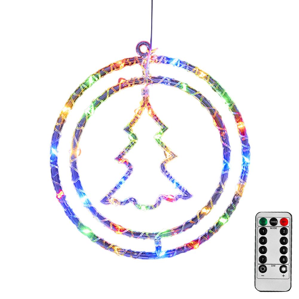 Christmas Window Lights USB Powered LED Curtain Fairy String Light Remote Control LED Hanging Ring Lights Home Garden Decoration