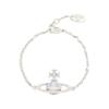 VIVIENNE WESTWOOD Mayfair Bas Relief Classic Series Studded Saturn Seasonal Limited Blue Diamond Silver Chain Bracelet Women Bracelet 61020032-02W388