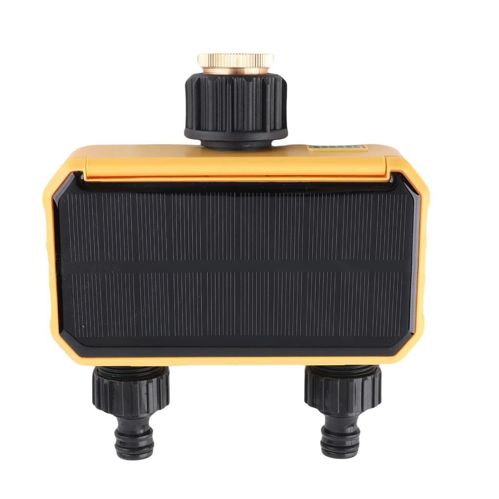 Solar Sprinkler Timer 2 Outlet Auto Timing Rain Delay Water Timer for Garden Yard Irrigation