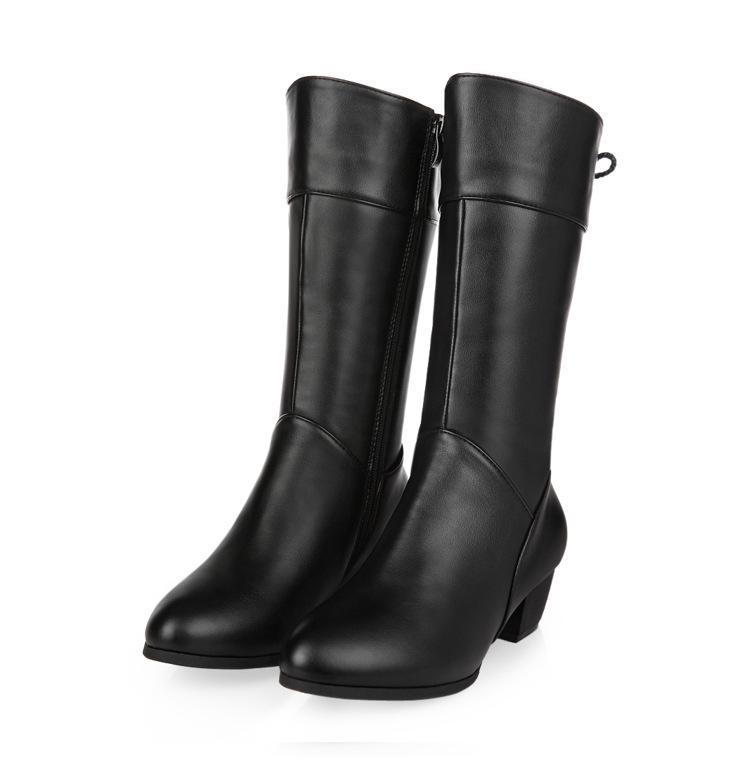 Cross42 Women's Mid-Calf 2020 Martin Boots - Large Size, Square Heel, Mid-Heel, Comfortable British Style for Moms