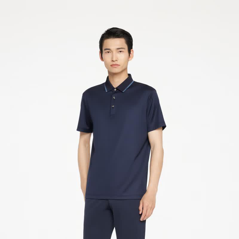 K-Boxing Men's Anti-bacterial Machine Washable Mulberry Silk Polo Shirt