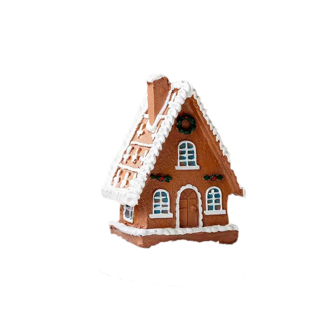 Resin Christmas Village House Decor Cute Christmas House Figurines Winter Fireplace Window Decor New Year 2025