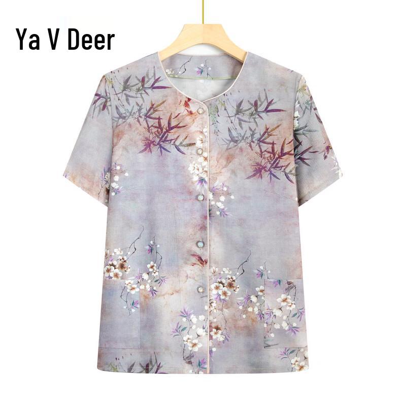 Yalu New Chinese Style Elderly Women s Summer Blouse & Pant Set 5XL