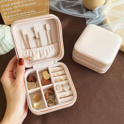 Jewelry Box Single Layer Pu Leather Jewelry Box Travel Portable Earring Bracelet Storage Box