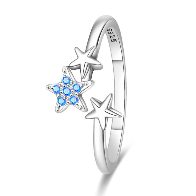 Real 925 Silver Feather Butterfly Flower Sun Moon Animal Design Open Rings Fit For Wedding Party Fine Jewelry