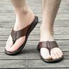 Fashion Men's Flip-flops Summer New Leather Slipper Fashion Outdoor Casual Slippers Non Slip Flat Slippers for Men Pinch Toe Slides 2025