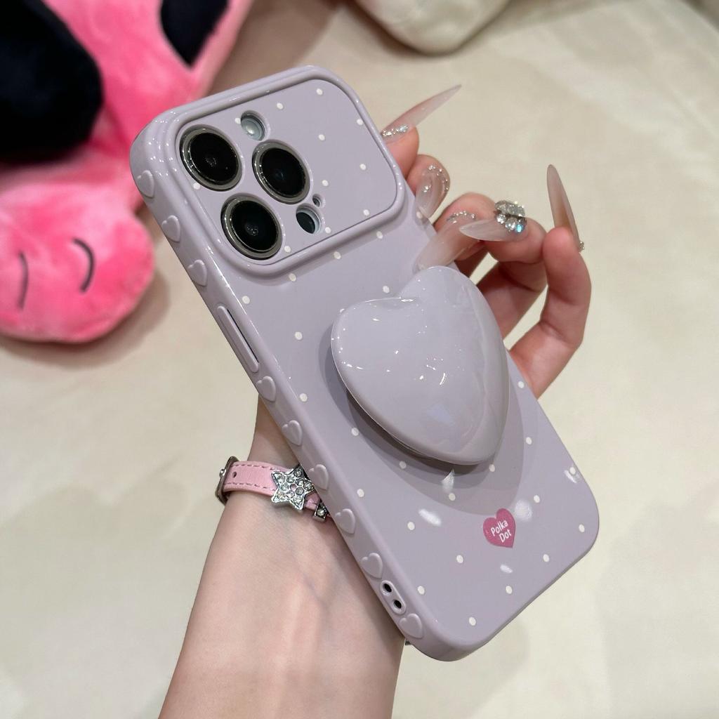 Candy Color Polka Dot Love, Suitable for iPhone15 Mobile Phone Case, Second Change Apple 17 Girl Side Love Soft Case 13