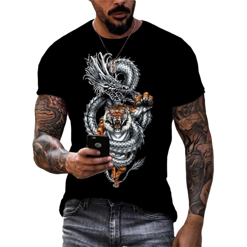 

Летняя мода, новая крутая мужская футболка Loong, индивидуальные футболки для отдыха, уличная одежда с 3D принтом, трендовые футболки с круглым вырезом и короткими рукавами, топы 6XL