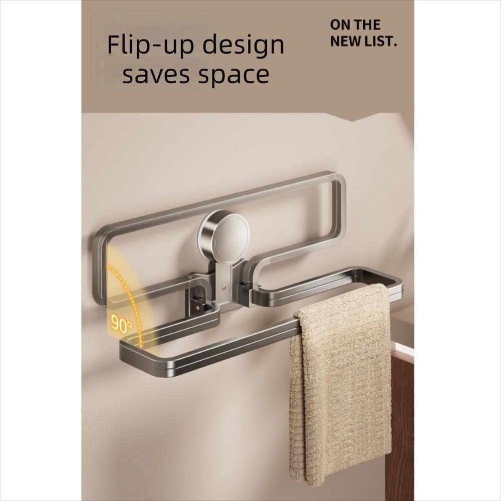 Wall Mounted Bathroom Towel Rack Nail Free Installation Folding Storage Shelf  Toilet