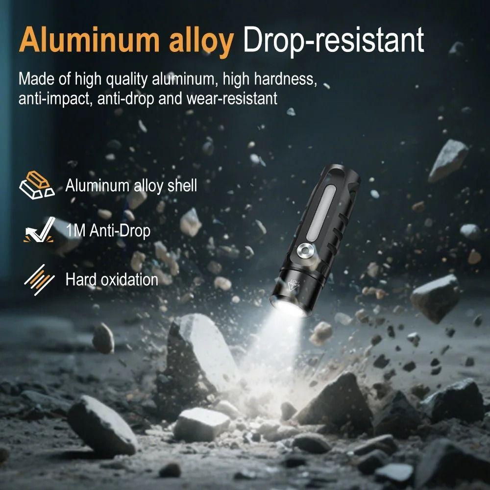Multi-Light Source Mini Keychain Flashlight Super Bright Side Lamp Portable Work Light Aluminum Alloy Tail Magnet
