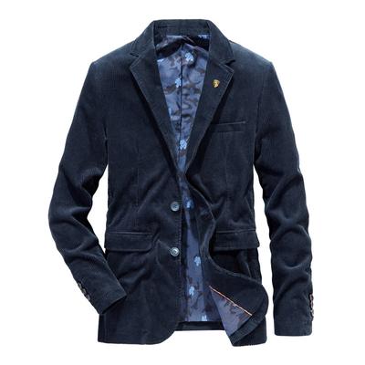 Spring and Autumn New Corduroy Suit Retro Casual Flat Jacket Men's Solid Color Suit
