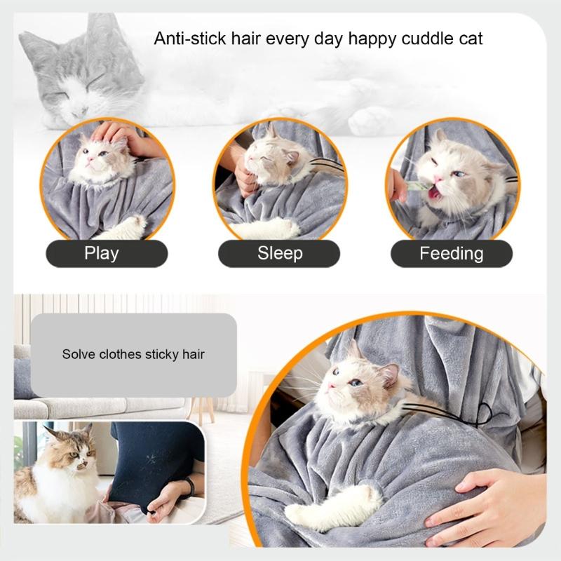 Hands Frees Cats Holder Hair Resistant Apron with Adjustable Strap Comfortable Breathable Carrying Bag for Pet