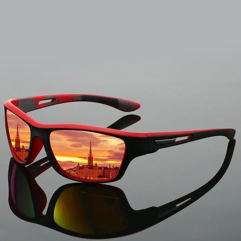 Y2k Sports Goggle Men Fashion Wrapped Round Mirror Outdoor Riding Sunglasses Trendy Professional Ani-UV Protective Shades