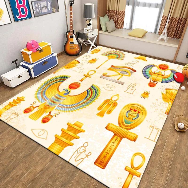 Egyptian Pharaonic Painting Rugs for Bedroom Home Decor Ancient Egypt God Cat Anubis Carpet Floor Mats for Living Room Non-slip