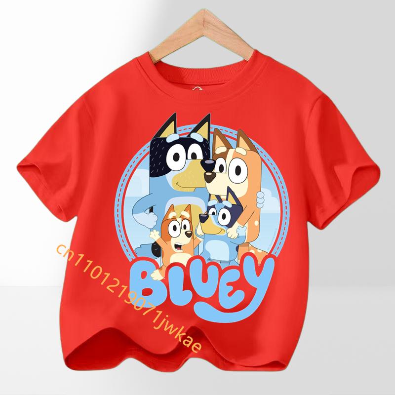 Boys Girl Short Sleeve Tee Cute Outfits Gift T-Shirt Multi-color Bluey Kids Tees Clothes T Shirts Children Cartoons Casual Tops