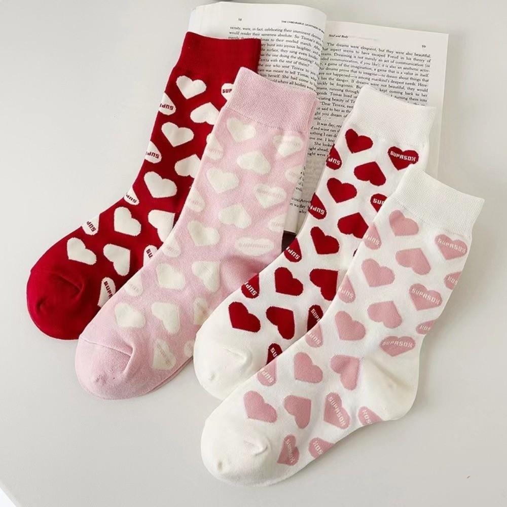 Valentine's Day Love Mid-Tube Socks Sweet Women Socks Casual Love Heart Socks  Gift