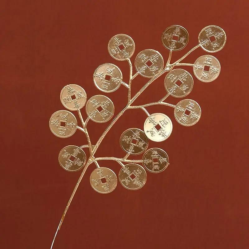 1/3/5Pcs Maple Leaves Gold Artificial Flowers Eucalyptus Home Decoration Outdoor Party DIY Tree Branch Accessories Wedding Decor