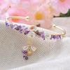 New Style Sweet Honeybee Purple Crystal & Natural Freshwater Pearl 14K Gold Filled Ladies Bangle Promotion  For Women
