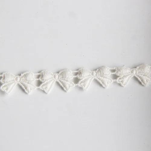 2Yard/Lot Bowknot Embroidered Water Soluble Lace Ribbon DIY Apparel Sewing Fabric Black White Handmade Crafts 1cm Wide