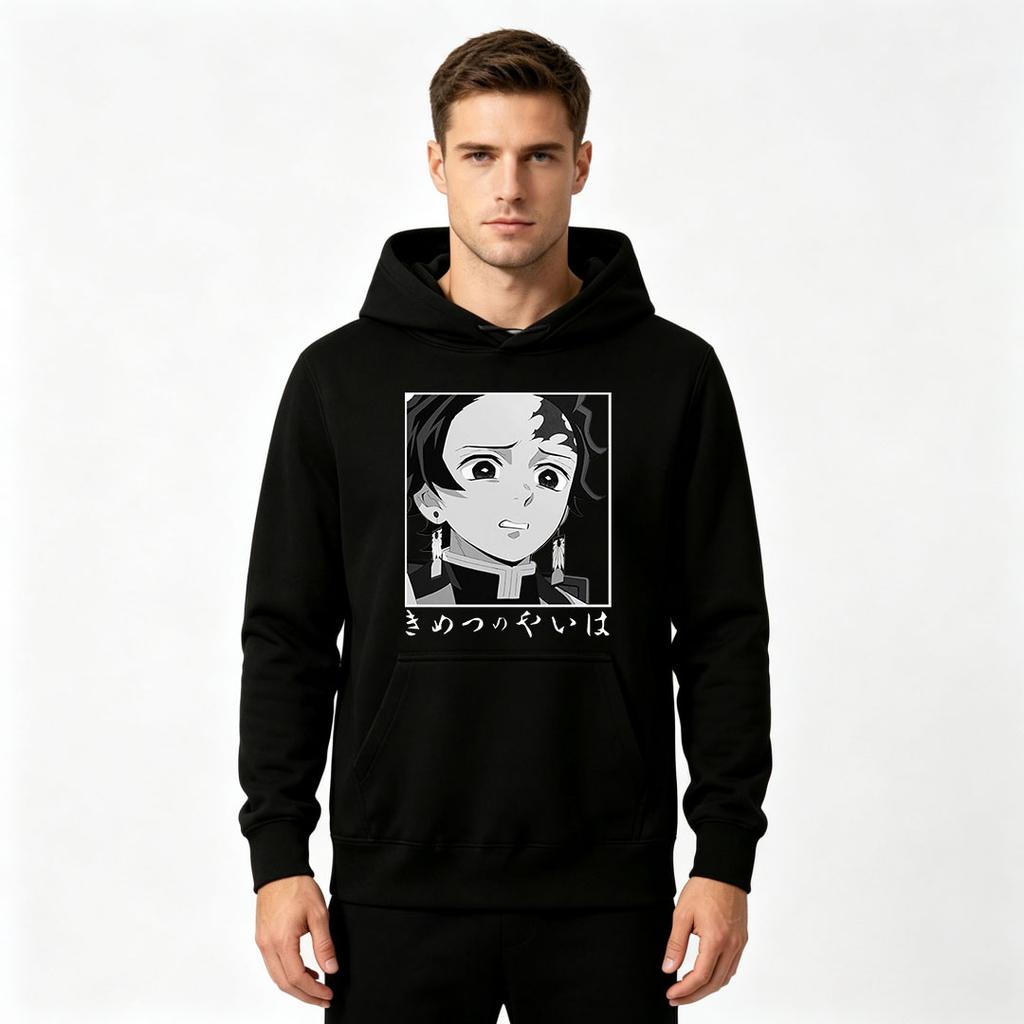 Men Anime Print Pullover Hoodie Casual Long Sleeve Comfortable Hooded Sweatshirt For Daily Wear