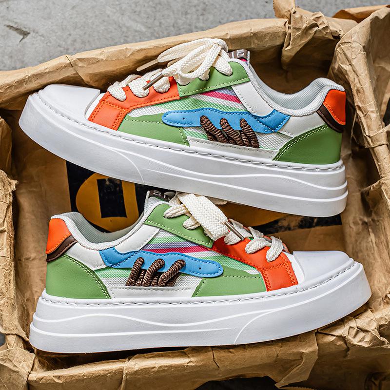 Fashion Men's Retro Sneakers Color Block Chunky Sole Minimalist Design Comfortable Casual Shoes for Teens Autumn 2025 New Trendy