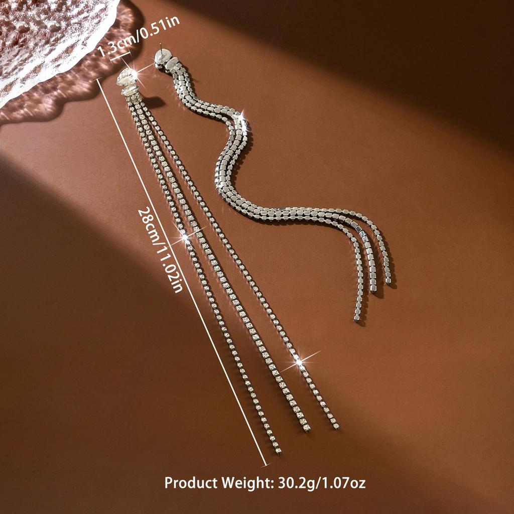 European and American cross-border design, personalized long chain silver earrings, earrings