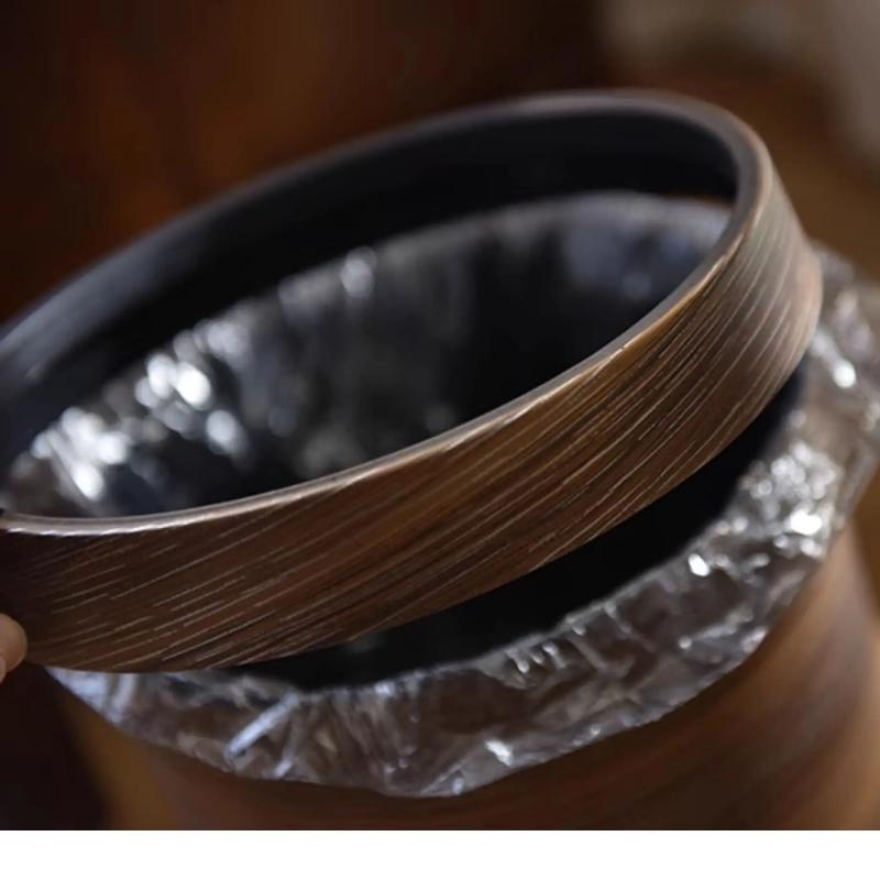 Vintage Plastic Trash Bin Home Creative Living Room Kitchen Wastebasket Plastic with Press Ring Lidless Large Size Storage