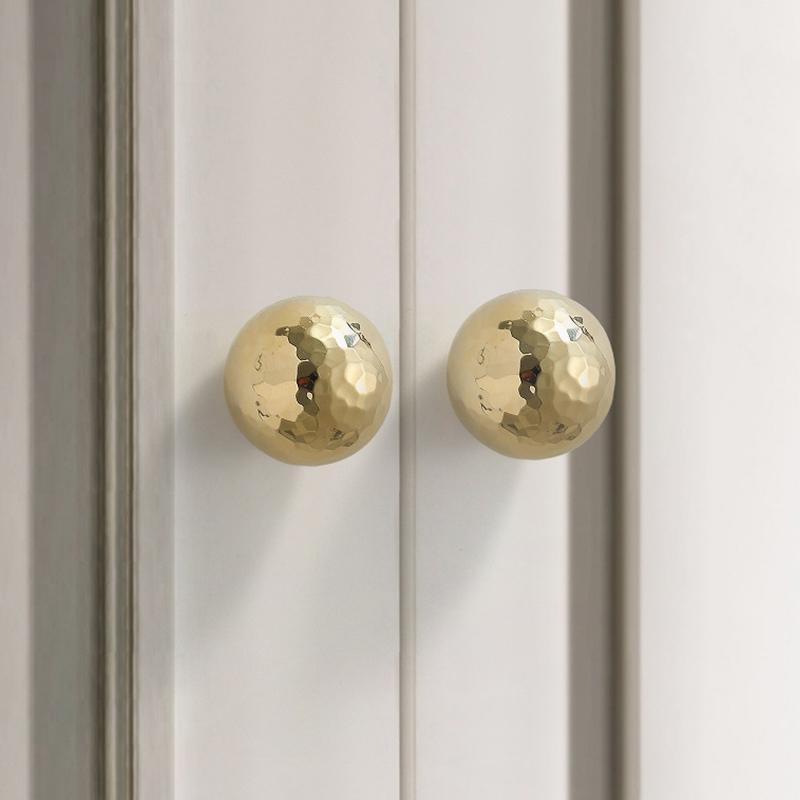 Brass Ball Furniture Pull Handles Hand-Forged Hammer Cabinet Handles Door Drawer Knob Kitchen Wardrobe Cupboard Pulls