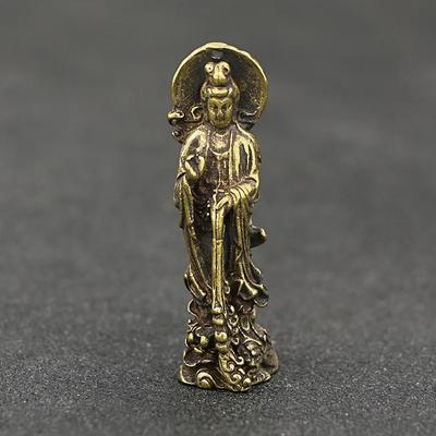 Brass Guanyin Buddha Figurines Home Decor Copper Bodhisattva Sculpture Statue Bronze Office Ornaments Crafts Keychain Pendant
