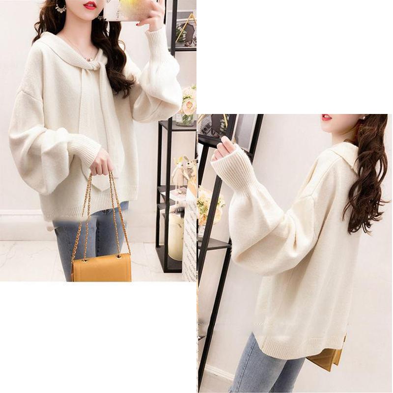 Spring and Autumn Korean Style Small Fresh Loose Sweater Women's Turtleneck Knit Top Short Long Sleeve Sweater
