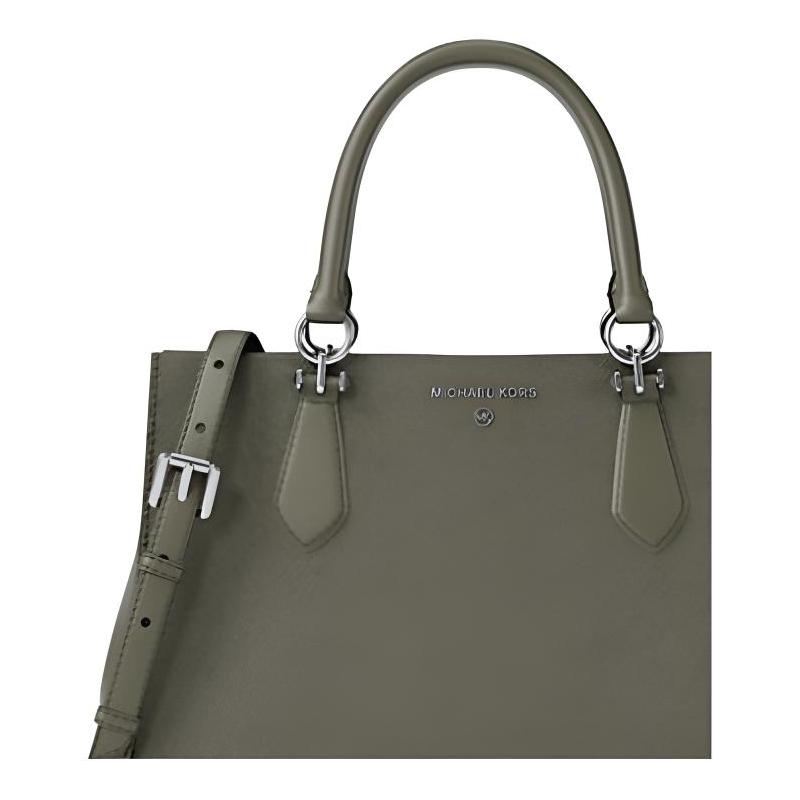 Michael Kors MARILYN Silver Label Logo Design Leather Handbag Medium Women's Olive