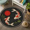 1pc Retro Japanese Koi Pattern Round Rug, Non-slip Floor Mat for Living Room, Bedroom, Bathroom, Holiday Home Decoration