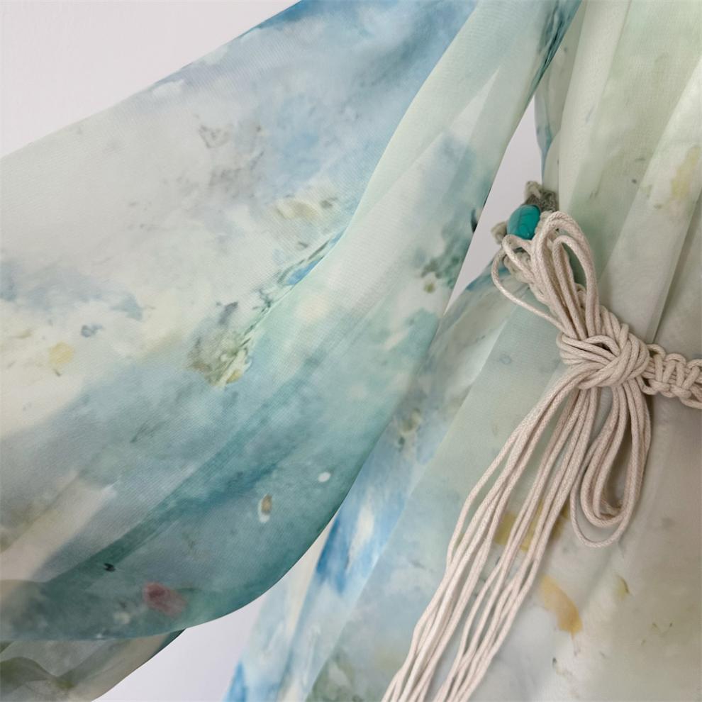 Delighted My Altay Hand-Sewn Light Apricot Bohemian Tea-Length Maxi Dress