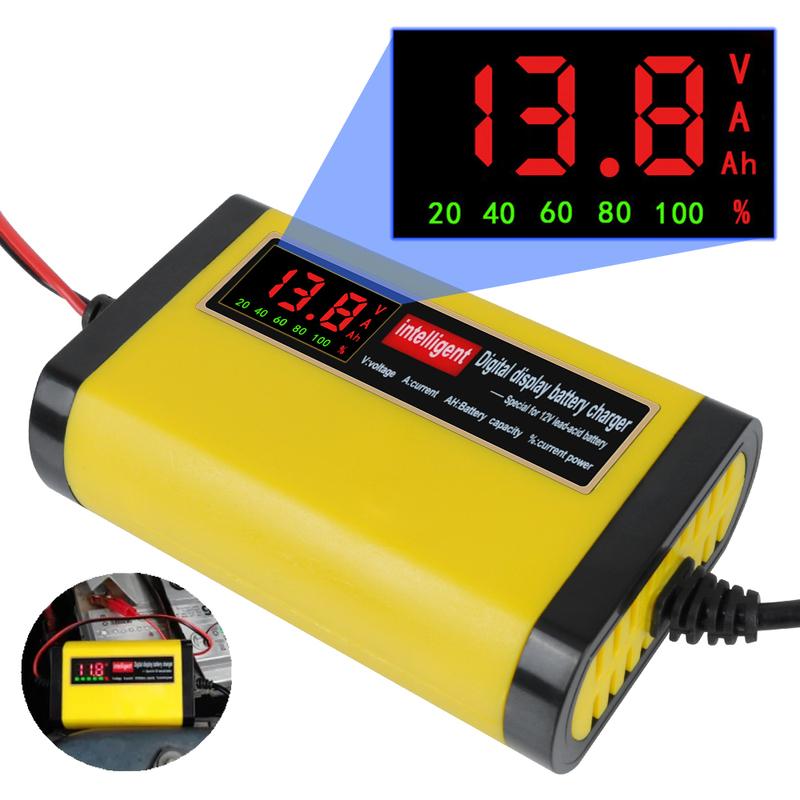 

12V 2A Lead Acid Battery Charger Lcd Display AC 110V 220V Motorcycle Car Charge For 5AH 7AH 12AH 14AH 20AH EU