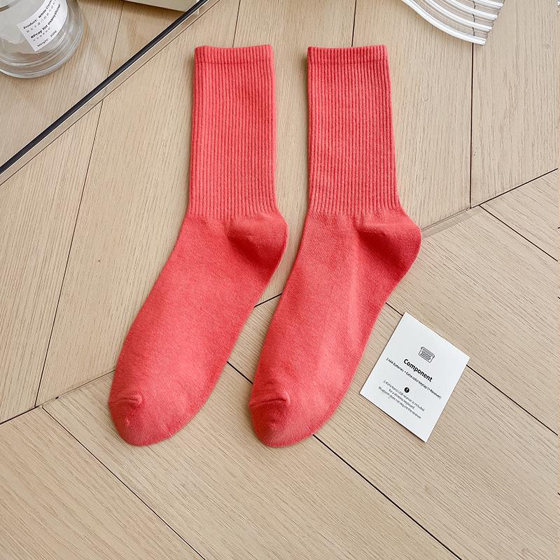 Bunte Damen Baumwoll Kniehohe Tanzsocken: Macaron Bonbonfarbe, Wadenlang, Japanischer Stil