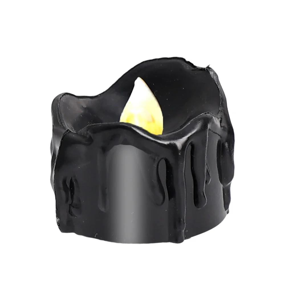 Black LED Candle Lamp Battery Operated Tea Light Flameless Fake Electronic Candle Halloween Party Decoration Flashing Table Lamp
