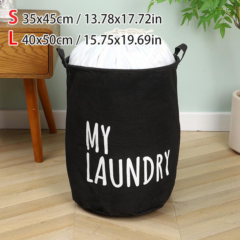 Foldable Dirty Clothes Basket Bundle Mouth Cotton Linen Cylindrical Type High Capacity Clothing Storage Moving Bag Waterproof