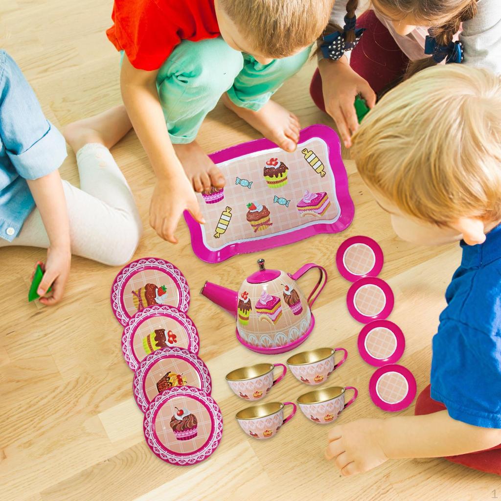 Afternoon Tea Set Toys Toddlers Educational Princess Teapot Cups Tray for Age 3 4 5 6
