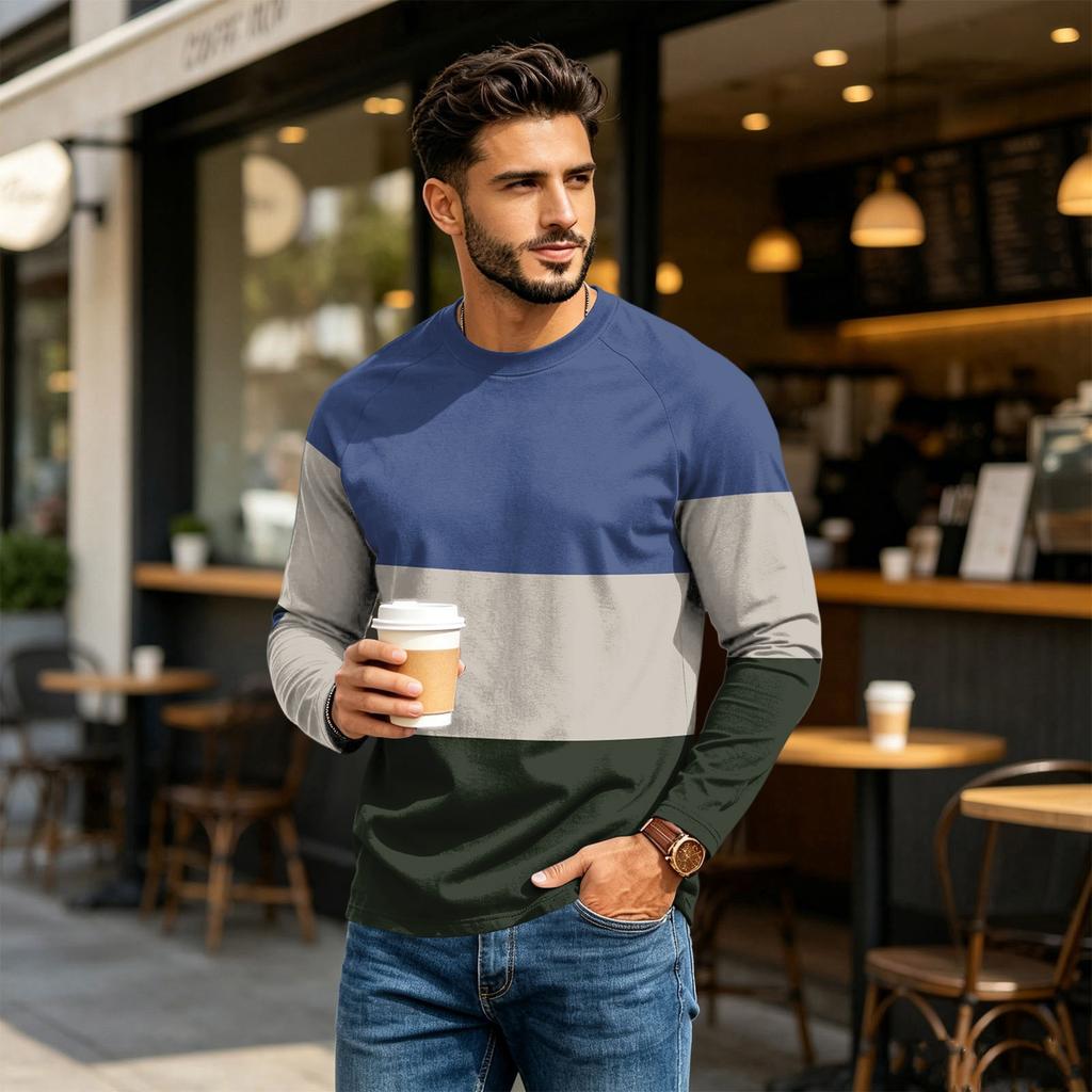 Herren Raglan Langarm T-Shirt mit Rundhalsausschnitt Lässiges T-Shirt für den Alltag