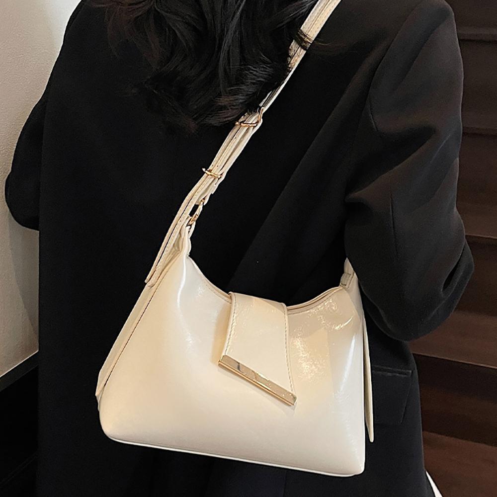Women Summer Glossy PU Delicate Crossbody Bag High Grade Buckle Zipper One Shoulder Bags Versatile Commute Underarm Packs